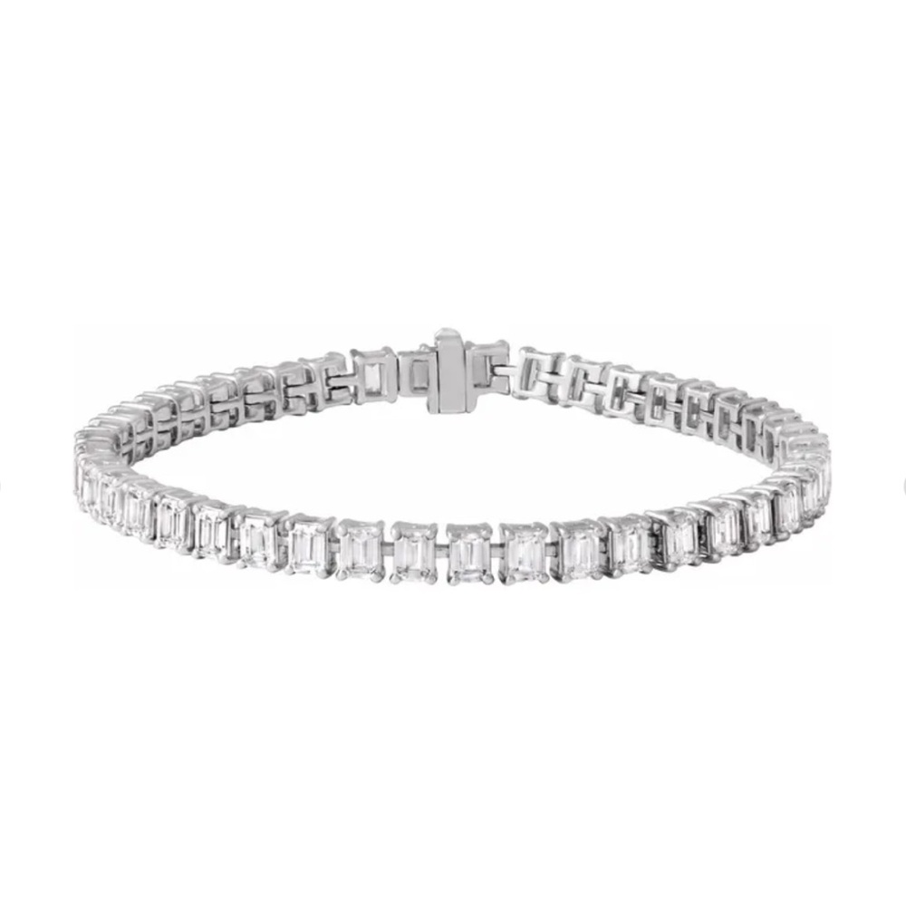 🩶 ❤️ Gorgeous 14K White 10 1/2 CTW Lab-Grown Diamond Line 7" Bracelet 💎